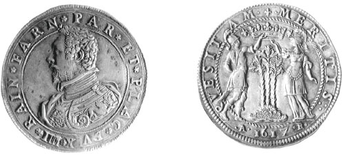 Figura 41 a,b - Parma. Ranuccio I Farnese, ducatone (cfr. CNI IX, p. 487)