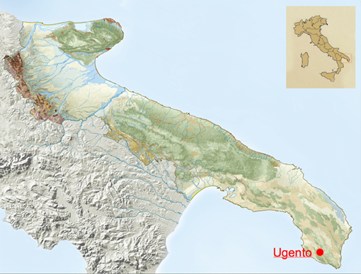 Figura 1 - L’Italia meridionale, con localizzazione di Ugento