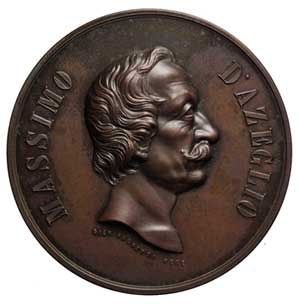 Figura 4 - GIOVANNI VAGNETTI (1840 – post 1890) Massimo D’Azeglio, Medaglia in bronzo. Roma, Museo Nazionale Romano, Medagliere