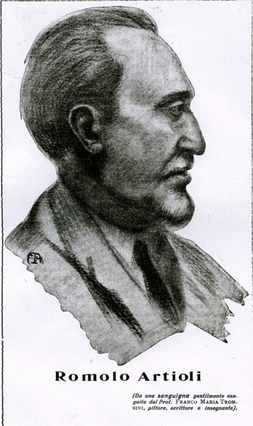 Figura 1 – Ritratto di Romolo Artioli (sanguigna di F.M. Trombini)